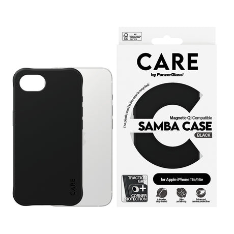 CARE by PanzerGlass iPhone 16e/iPhone 17e Kuori Samba MagSafe Musta