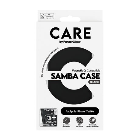 CARE by PanzerGlass iPhone 16e/iPhone 17e Kuori Samba MagSafe Musta