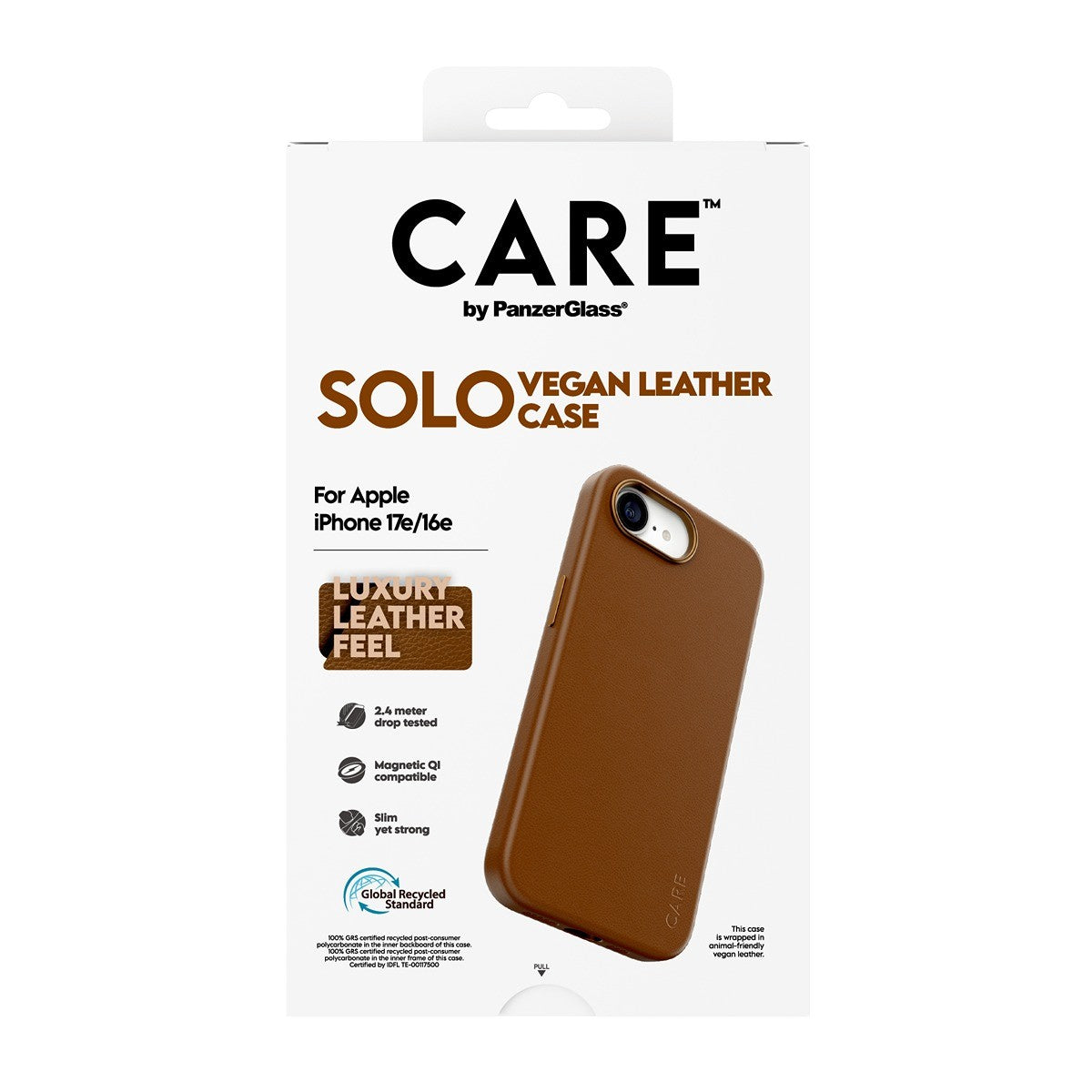 CARE by PanzerGlass iPhone 16e/iPhone 17e Kuori Solo MagSafe Ruskea
