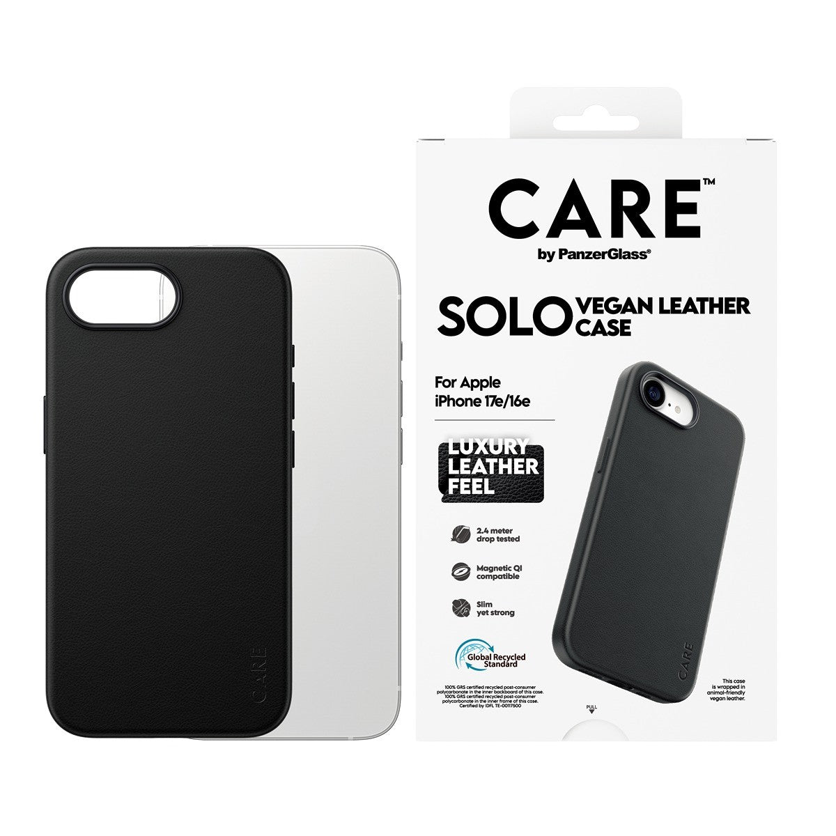 CARE by PanzerGlass iPhone 16e/iPhone 17e Kuori Solo MagSafe Musta