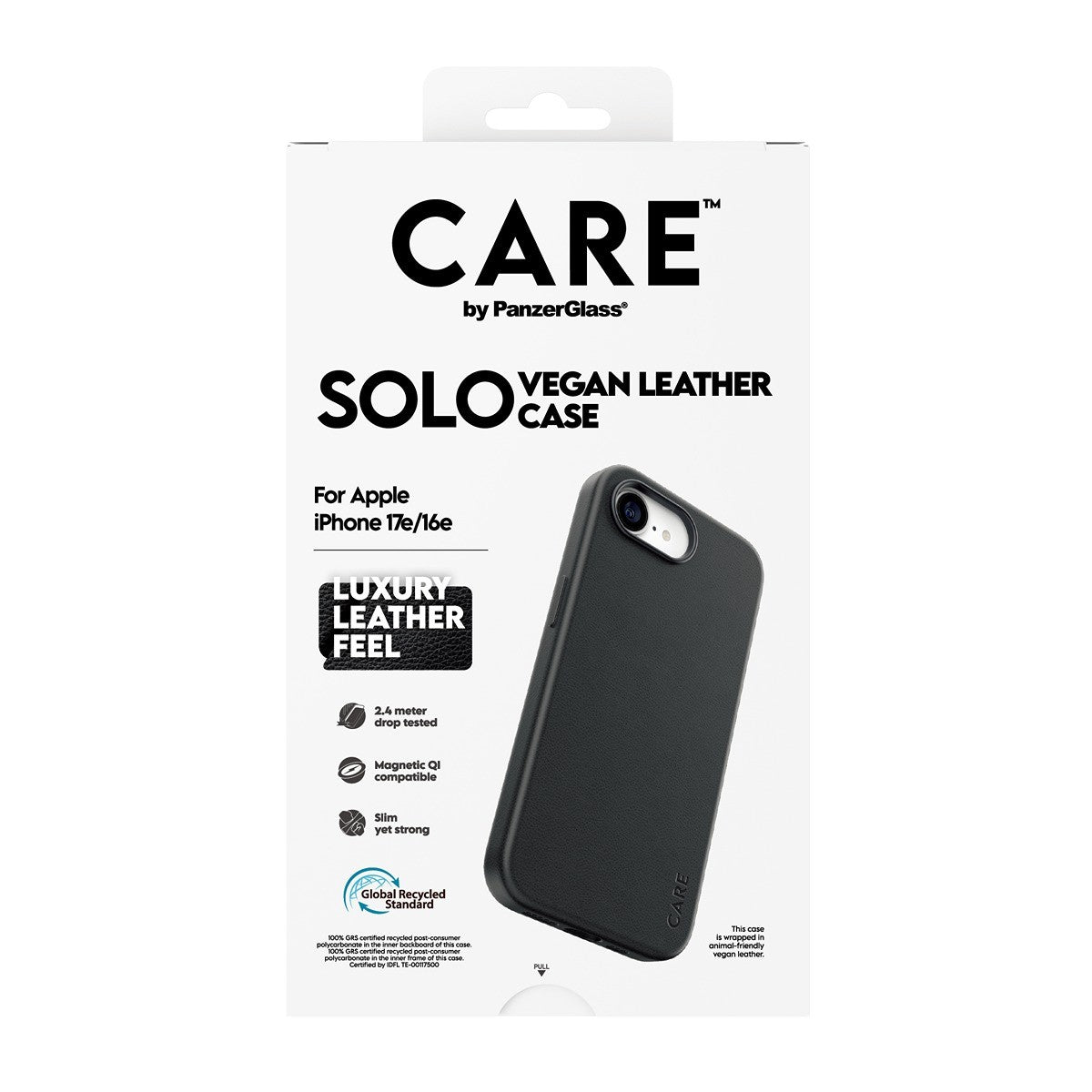CARE by PanzerGlass iPhone 16e/iPhone 17e Kuori Solo MagSafe Musta