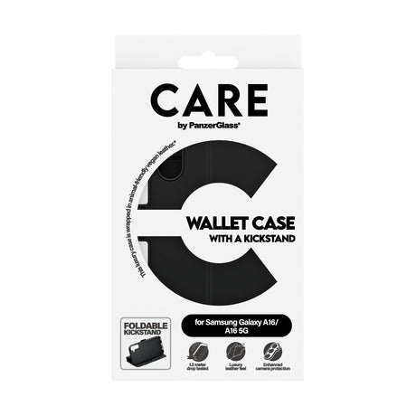 CARE by PanzerGlass Samsung Galaxy A16 Kotelo Wallet Kickstand Musta
