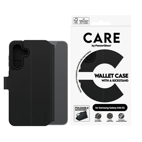 CARE by PanzerGlass Samsung Galaxy A56 Kotelo Wallet Kickstand Musta