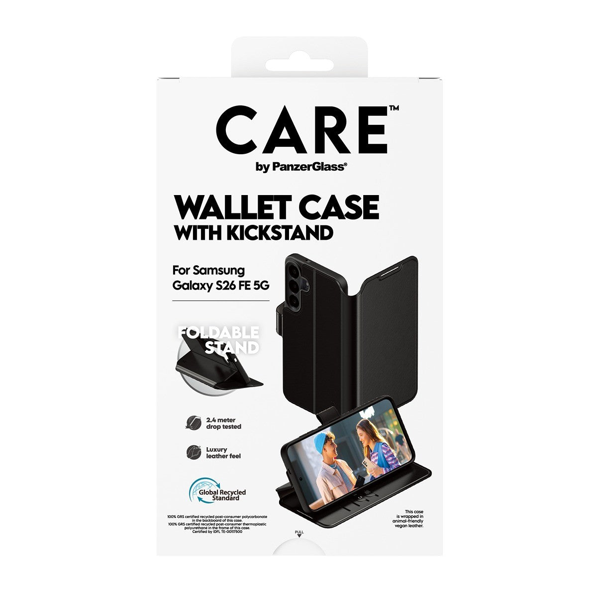 CARE by PanzerGlass Samsung Galaxy S26 FE Kotelo Wallet Kickstand Musta