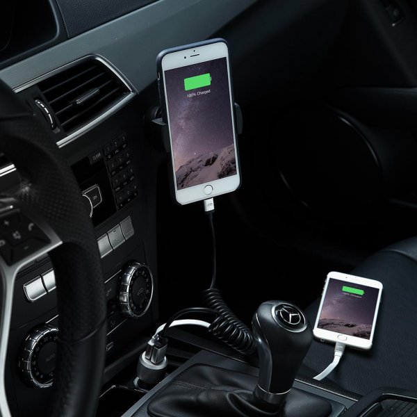 Just Mobile Autolaturi Ja Lightning-kaapeli Highway Max Musta Hopea
