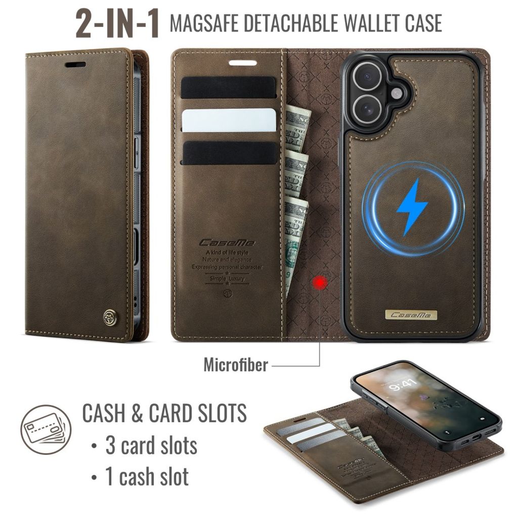 CaseMe iPhone 17 Kotelo C49 Series Ruskea