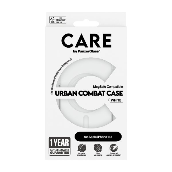 CARE by PanzerGlass iPhone 16e/17e Urban Combat MagSafe -suojakuori, valkoinen