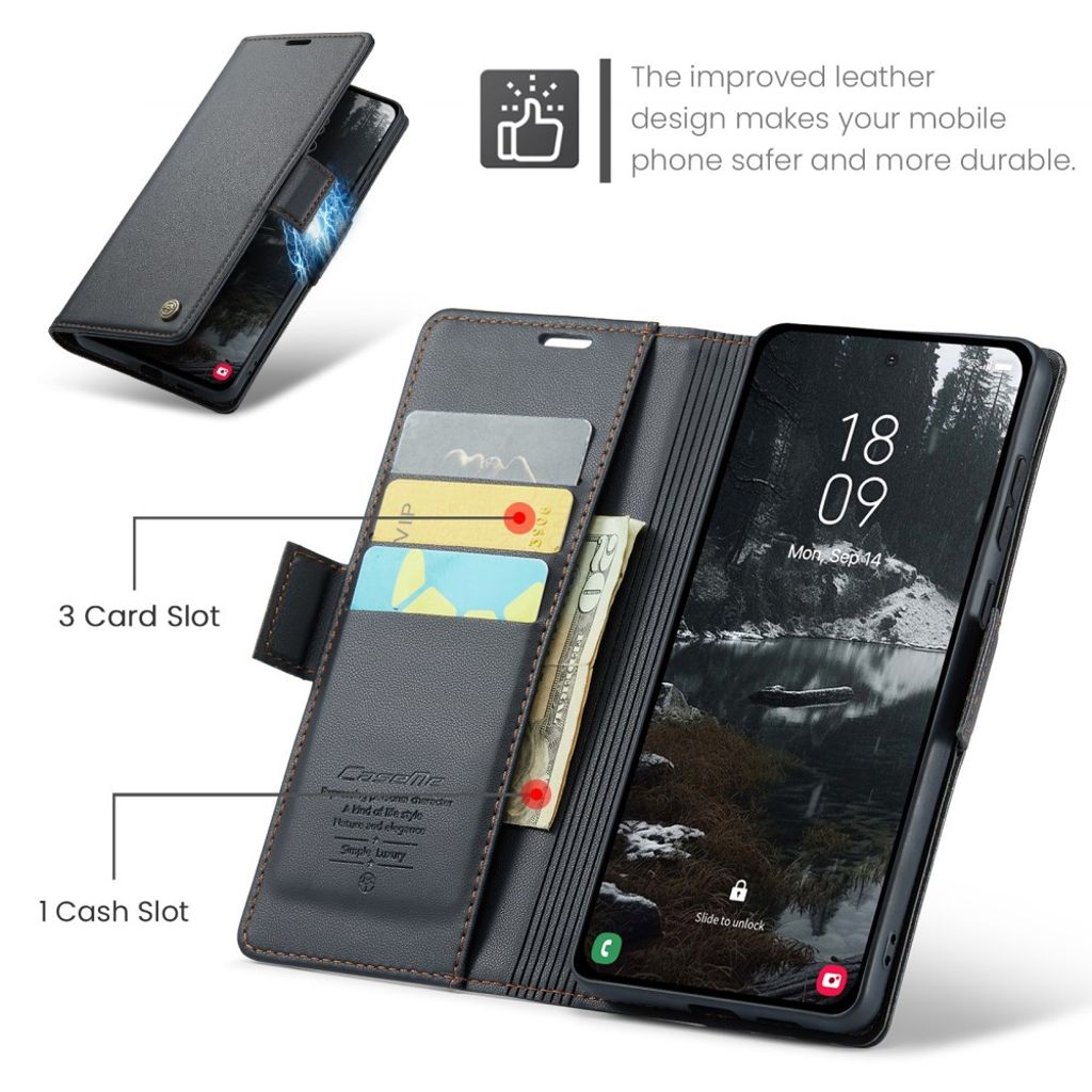 CaseMe Samsung Galaxy S25 Edge Kotelo 023 Series Musta