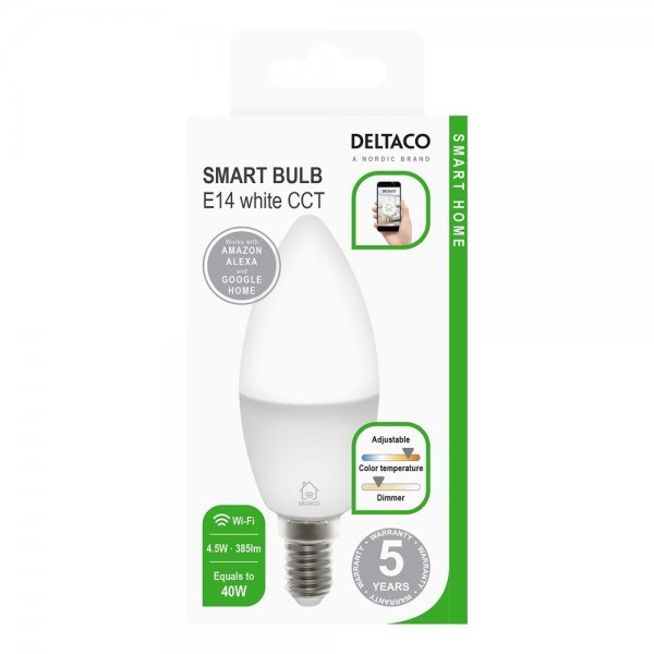 Deltaco Smart Home Himmennettävä LED-lamppu E14 WiFi 4.5W