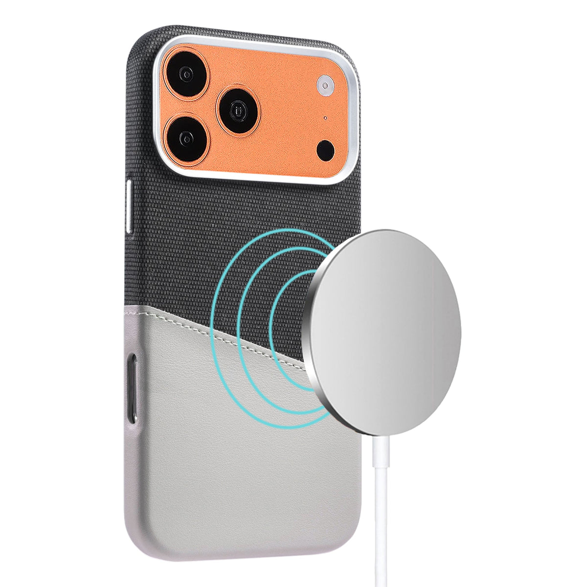 iPhone 17 Pro/iPhone 18 Pro Kuori Nahkaa Korttipidike MagSafe Harmaa