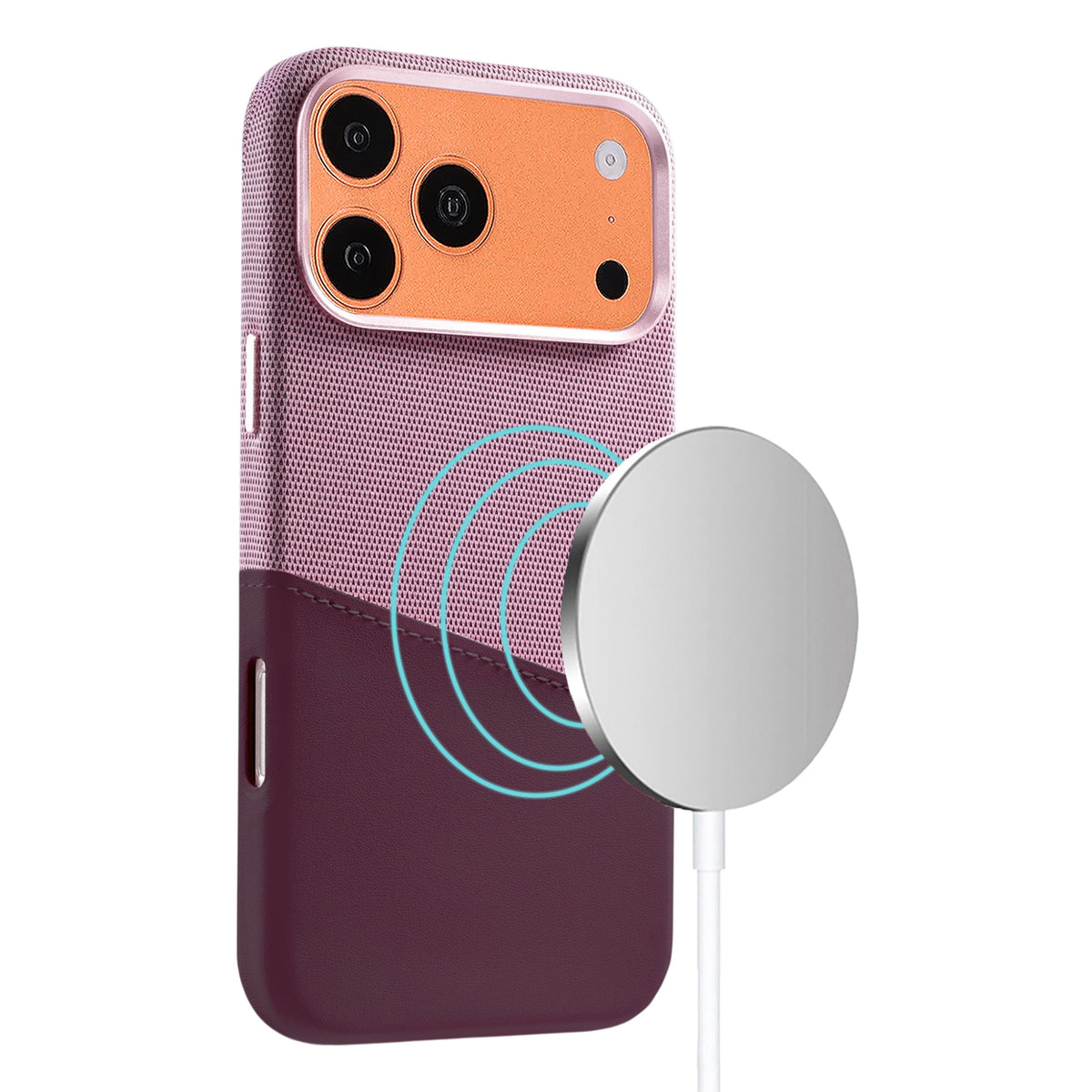 iPhone 17 Pro/iPhone 18 Pro Kuori Nahkaa Korttipidike MagSafe Violetti