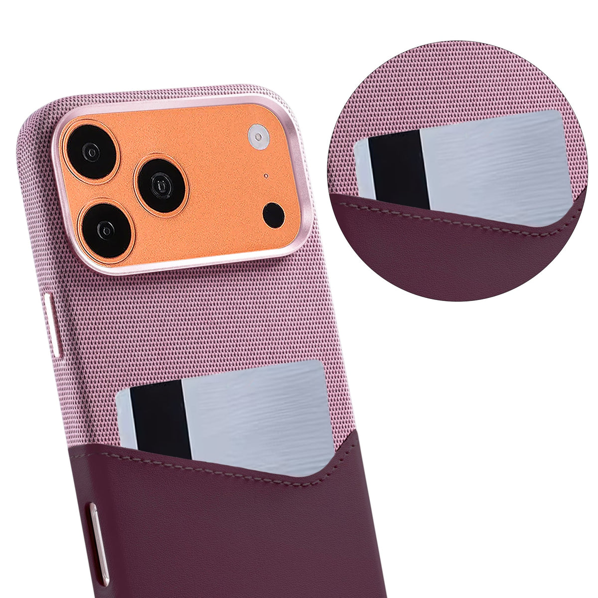 iPhone 17 Pro/iPhone 18 Pro Kuori Nahkaa Korttipidike MagSafe Violetti