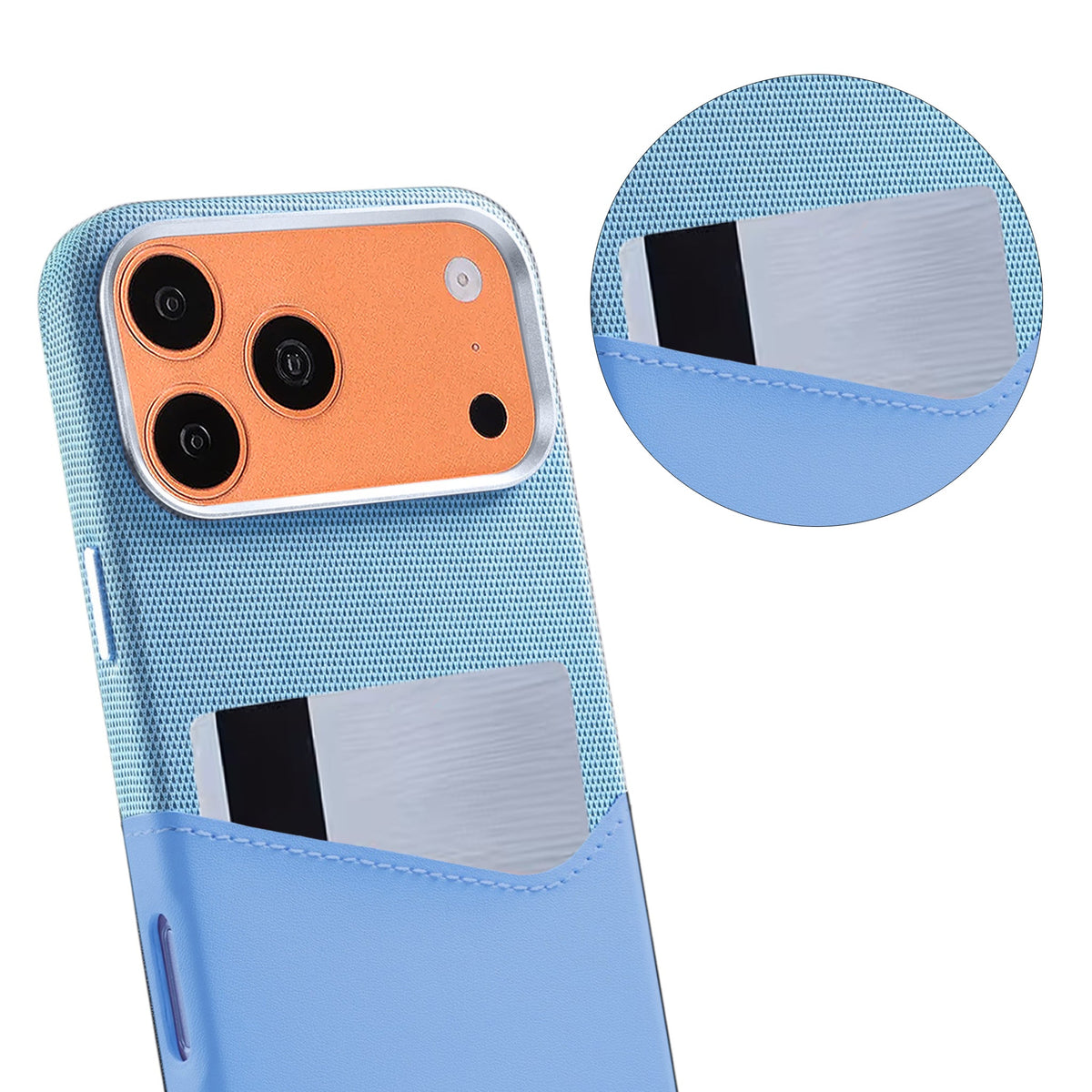 iPhone 17 Pro Max/iPhone 18 Pro Max Kuori nahkaa Korttipidike MagSafe Sininen