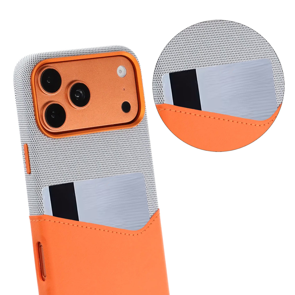 iPhone 17 Pro Max/iPhone 18 Pro Max Kuori nahkaa Korttipidike MagSafe Oranssi