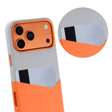iPhone 17 Pro Max/iPhone 18 Pro Max Kuori nahkaa Korttipidike MagSafe Oranssi