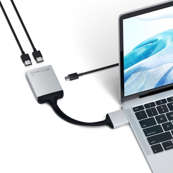 Satechi USB-C Dual HDMI -sovitin, tähtiharmaa