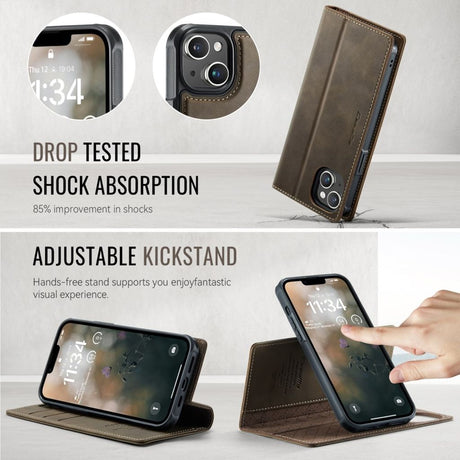 CaseMe iPhone 13 Kotelo C49 Series Ruskea