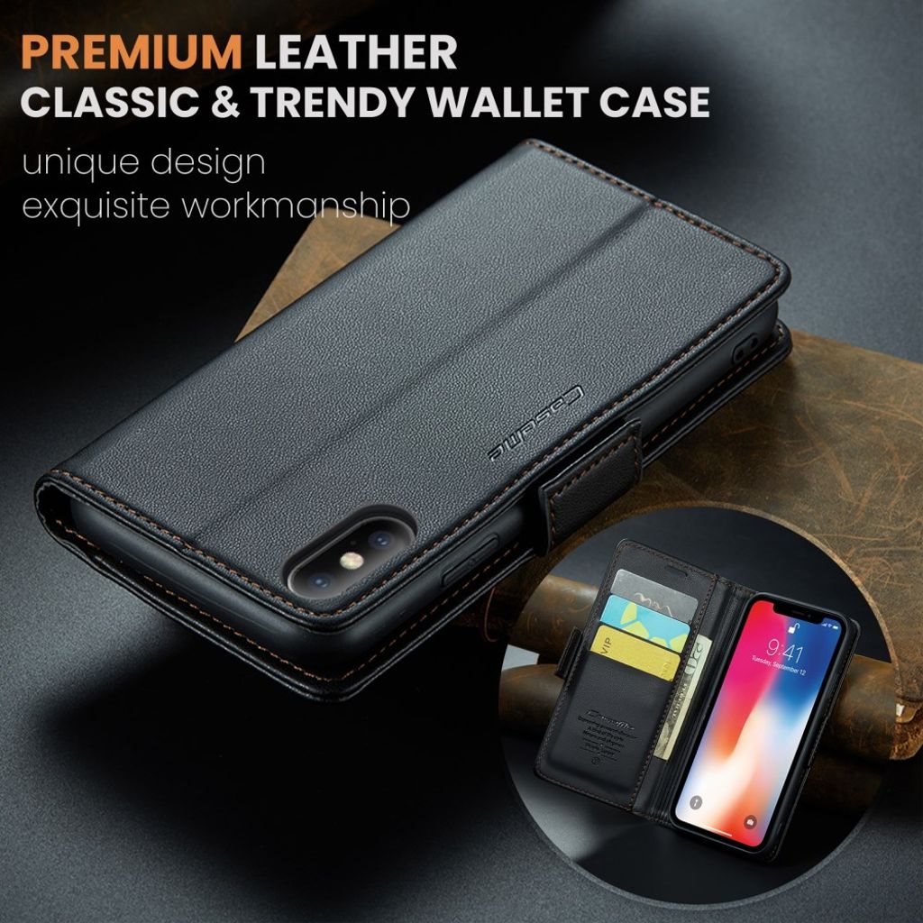 CaseMe iPhone Xs Max Kotelo 023 Series Musta