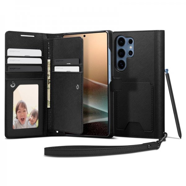 Spigen Samsung Galaxy S25 Ultra Kotelo Wallet S Musta