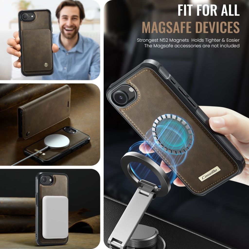 CaseMe iPhone 16e/iPhone 17e Kotelo C49 Series Ruskea