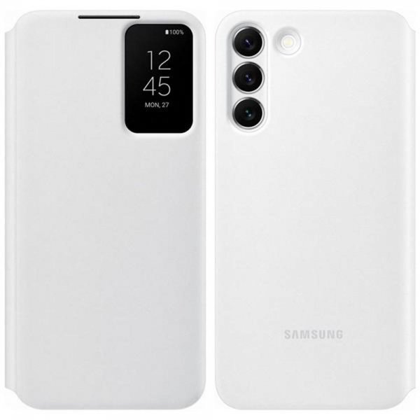 Samsung Alkuperäinen Galaxy S22 Kotelo Smart Clear View Cover Valkoinen