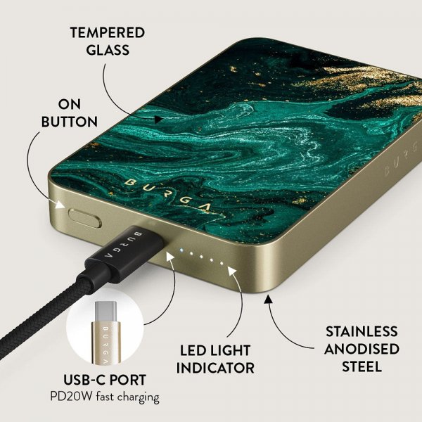 Burga Powerbank MagSafe 5000 mAh Emerald Pool Kulta