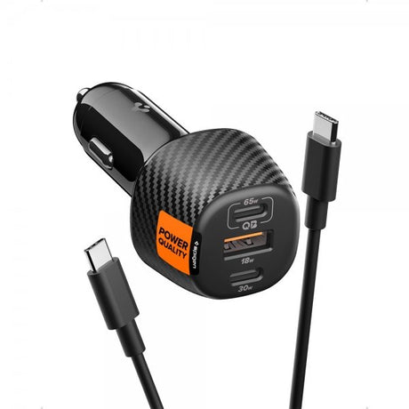 Spigen Essential autolaturi 113W 2xUSB-C 1xUSB-A musta