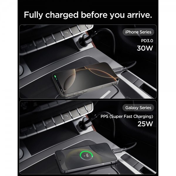 Spigen Essential autonlaturi 30W USB-C, musta