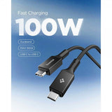Spigen Essential -kaapeli kangas USB-C/USB-C 100W 1.5m musta