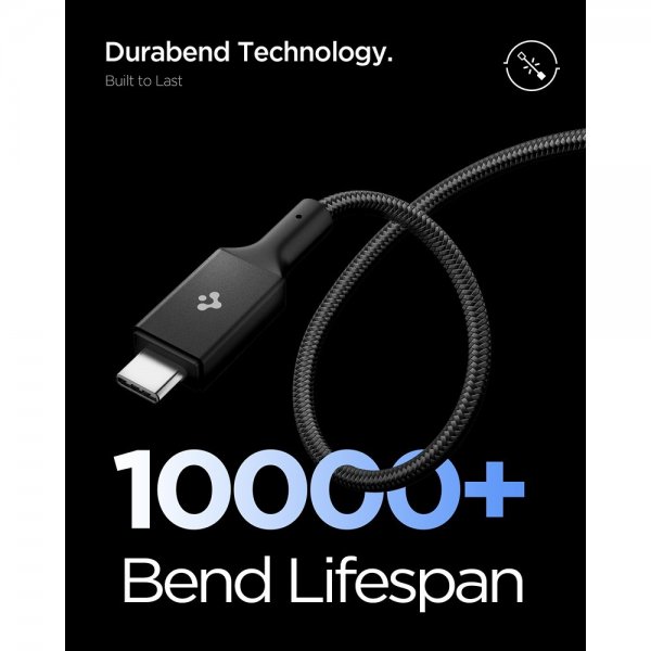Spigen Essential -kaapeli kangas USB-C/USB-C 100W 1.5m musta