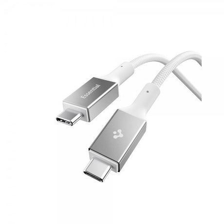 Spigen Essential -kaapeli, kangaspäällysteinen USB-C/USB-C, 240W, 1,5m, valkoinen