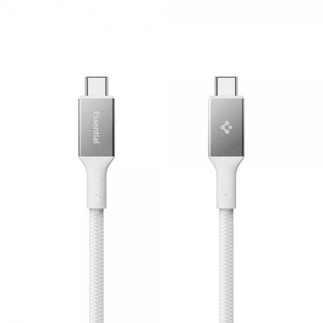 Spigen Essential -kaapeli, kangaspäällysteinen USB-C/USB-C, 240W, 1,5m, valkoinen