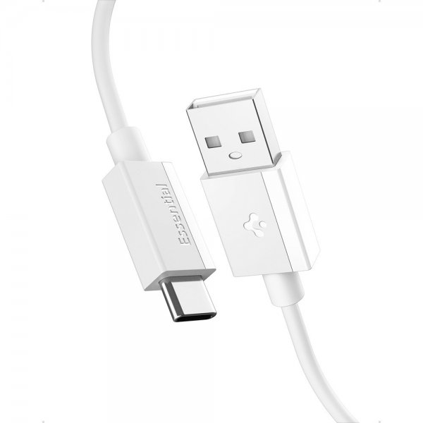 Spigen Essential -kaapeli USB-A–USB-C 60W 1m, valkoinen