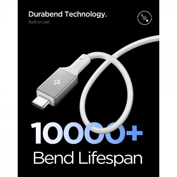 Spigen Essential -kaapeli USB-C-USB-C 100W 1m, valkoinen