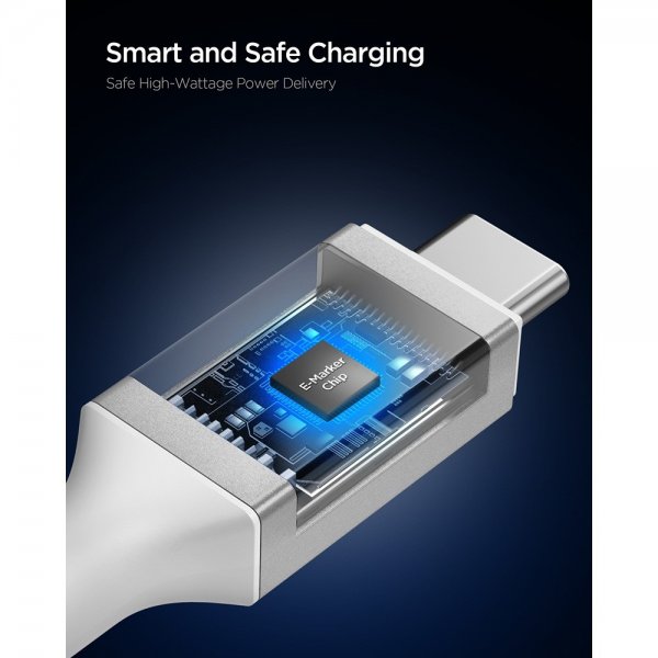 Spigen Essential USB-C–USB-C 100 W 2 m kaapeli, valkoinen