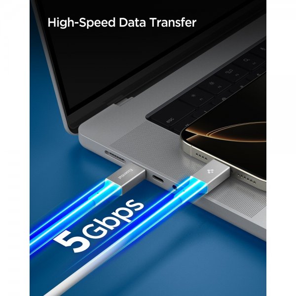 Spigen Essential USB-C–USB-C 100 W 2 m kaapeli, valkoinen