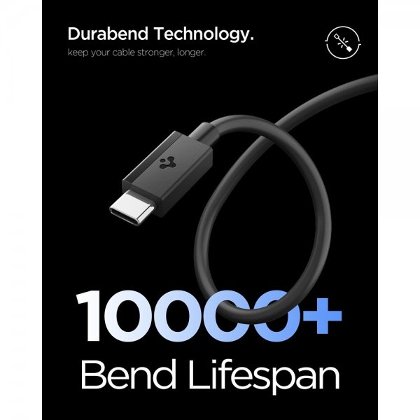 Spigen Essential -kaapeli USB-C–USB-C 60 W 1 m musta