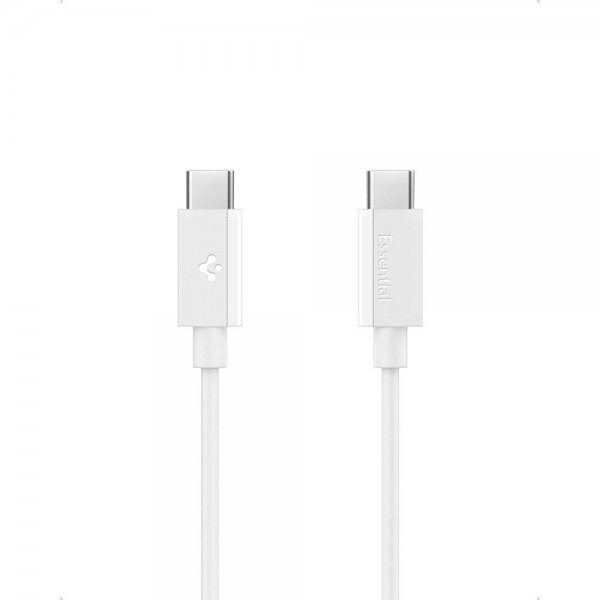 Spigen Essential USB-C–USB-C 60W 1m -kaapeli, valkoinen