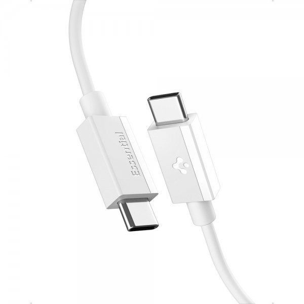 Spigen Essential USB-C–USB-C 60W 2m -kaapeli, valkoinen