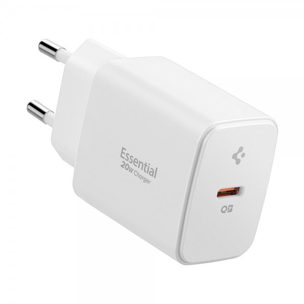 Spigen Essential -laturi 20W USB-C, valkoinen