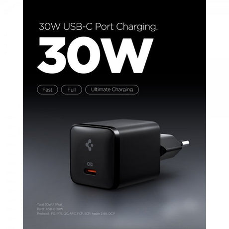 Spigen Essential -laturi 30W USB-C Musta