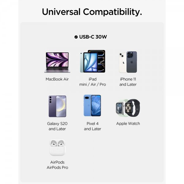 Spigen Essential Charger 30W USB-C Valkoinen
