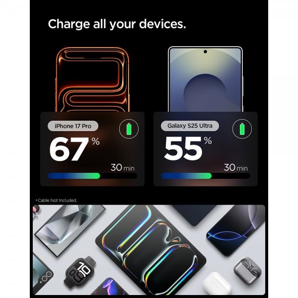Spigen Essential -matkapuhelinlaturi 30W USB-C, valkoinen