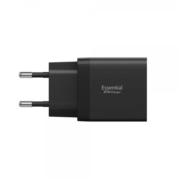 Spigen Essential -laturi 47W 2xUSB-C, musta