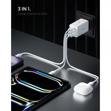 Spigen Essential -laturi 67W 2xUSB-C 1xUSB-A Valkoinen