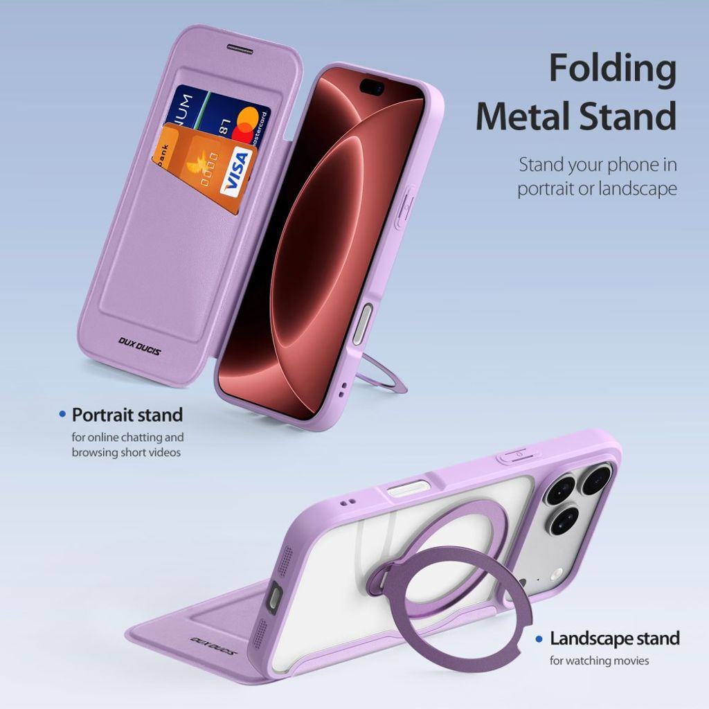 Dux Ducis iPhone 17 Pro Max/18 Pro Max Kotelo Skin X Pro Series Kickstand MagSafe Violetti