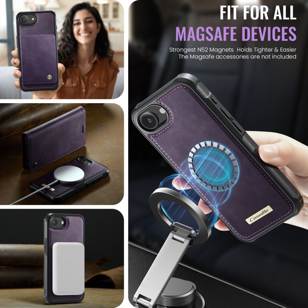 CaseMe iPhone 16e/iPhone 17e Kotelo C49 Series Violetti