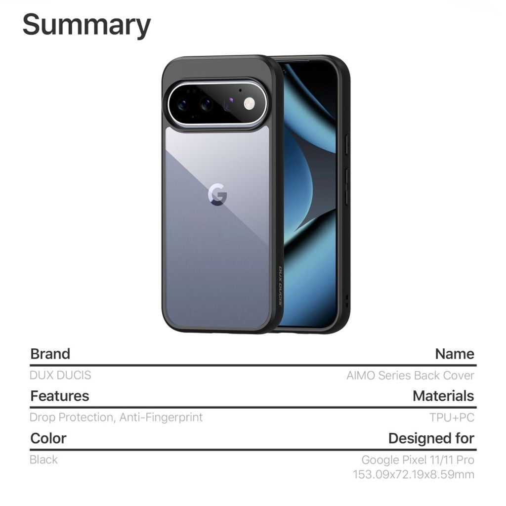 Dux Ducis Google Pixel 11/Google Pixel 11 Pro Kuori Aimo Series Musta