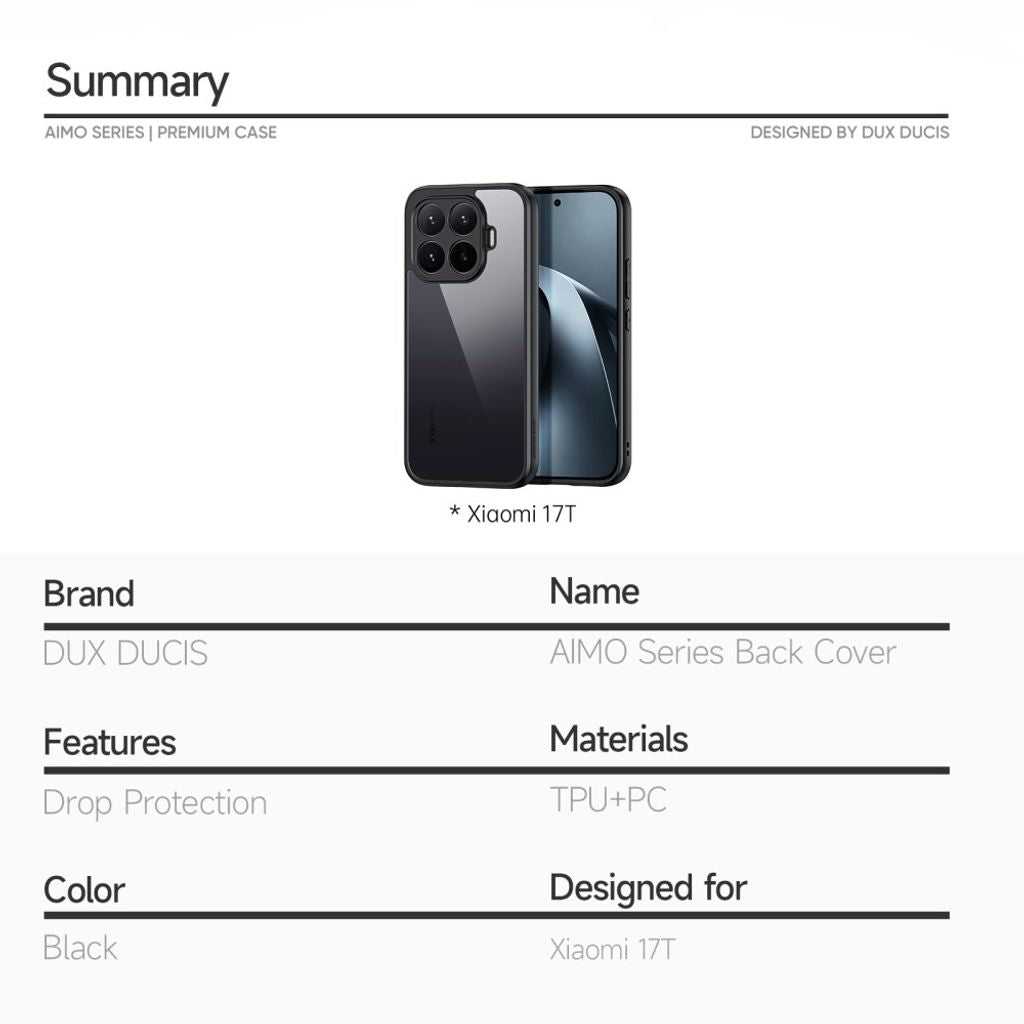 Dux Ducis Xiaomi 17T Kuori Aimo Series Musta