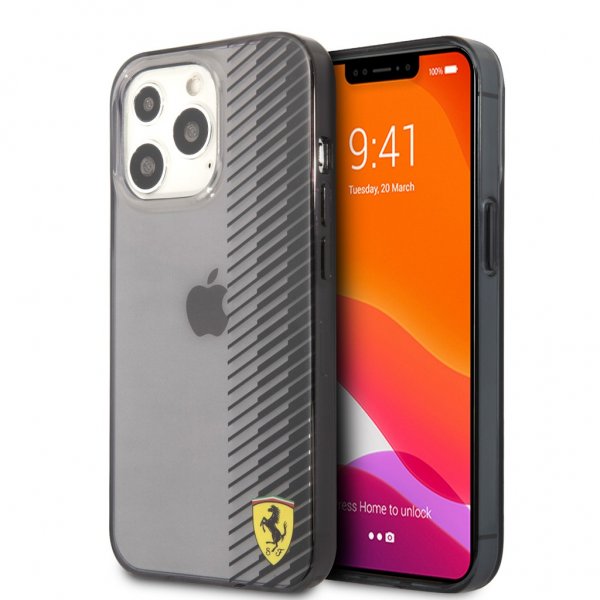 Ferrari iPhone 13 Pro Max -kuori, gradienttipainettu logo, musta